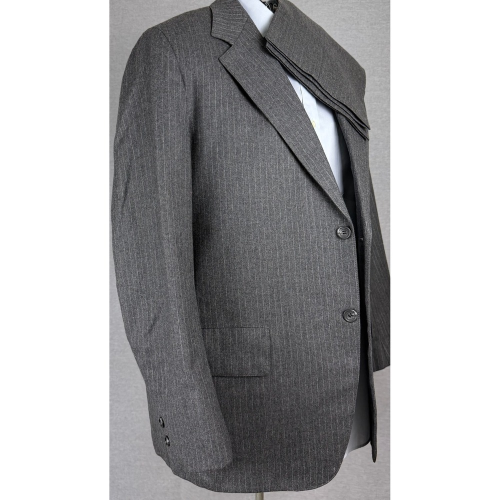 Vintage Brooks Brothers 346 Grey Pinstripe Suit Jacket 80s Blazer 43R 35x32